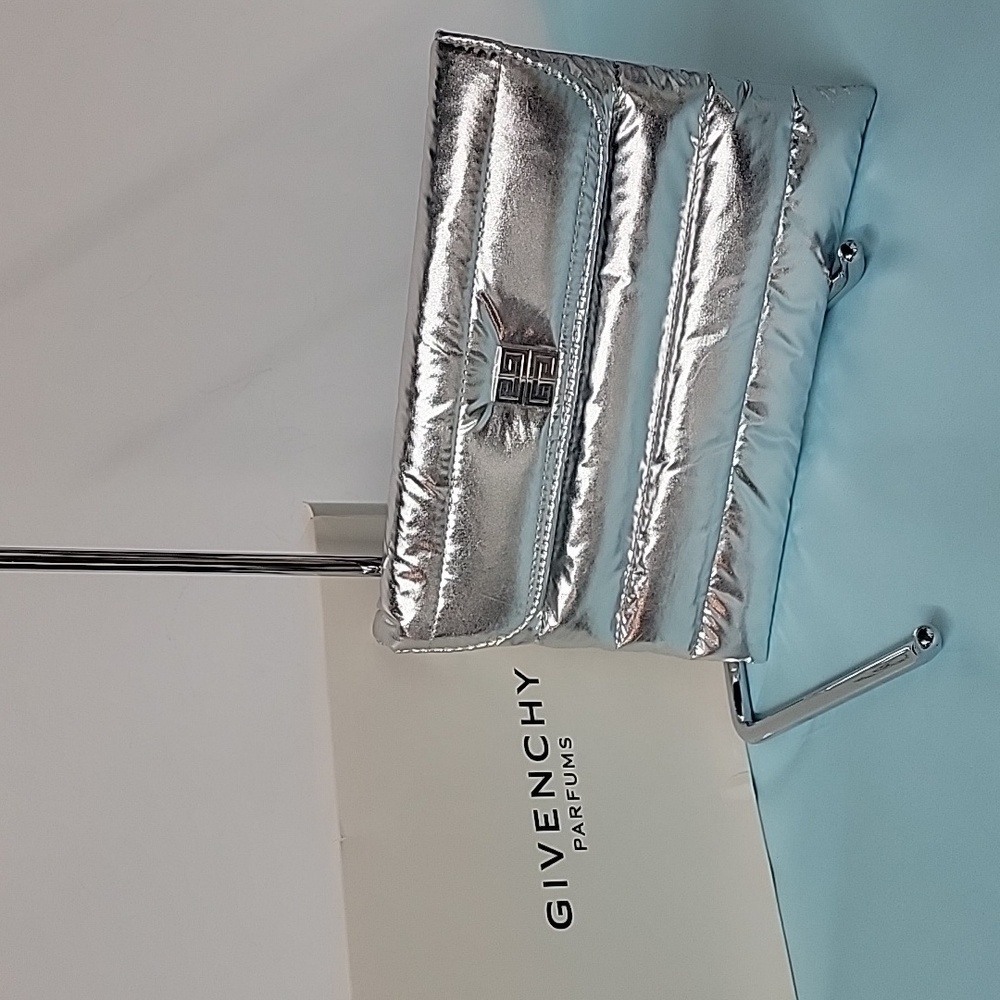 NIB Givenchy Silver Puffer Clutch Winter Dream Holiday Pouch